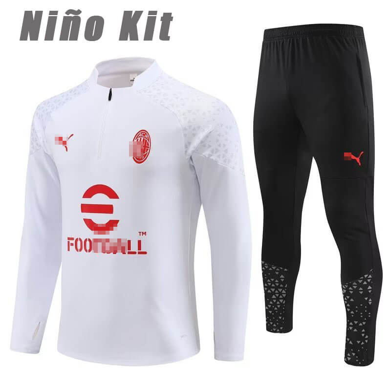 Sudadera Entrenamiento AC Milan 2023/2024 Niño Kit Blanco